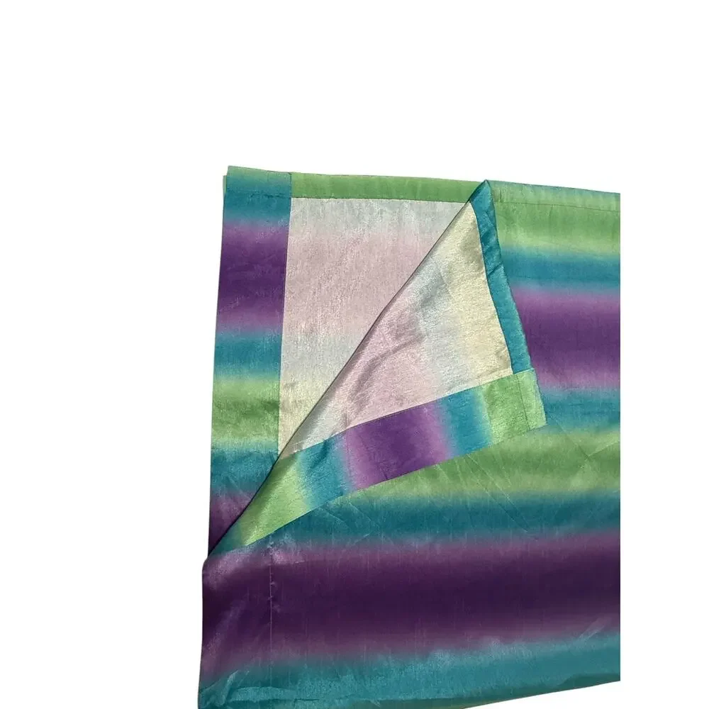 Pair Y2K Vintage Curtains Drapes Tie Dye Stripe Purple Green Blue 2 Panels